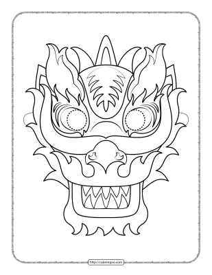 Chinese New Year Dragon Mask Coloring Sheet