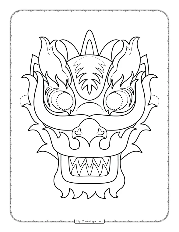 chinese new year dragon mask coloring sheet