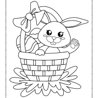 easter basket with eggs and bunny coloring page