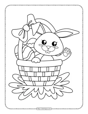 Easter Basket with Eggs and Bunny Coloring Page