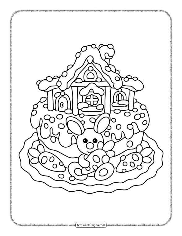 easter cake coloring page