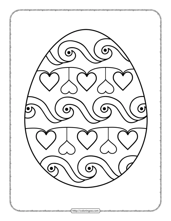 Easter Egg with Hearts Pdf Coloring Page 1 easter egg hearts pdf coloring page