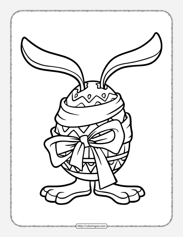 Easter Egg with Bunny Ears Coloring Page 1 easter egg with bunny ears coloring page
