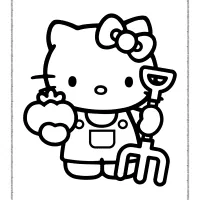 farmer hello kitty coloring page