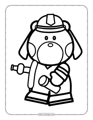 Firefighter Baby Dog Coloring Page