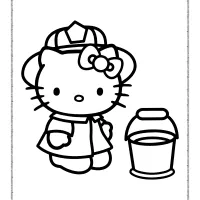 hello kitty is a firefighter coloring page