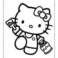 painter hello kitty pdf coloring sheet