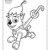 Paw Patrol Rocky with Candy Cane Coloring Page 70 paw patrol rocky with candy cane coloring page