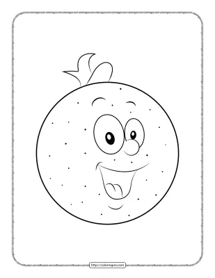 Printable Smiling Cute Orange Coloring Sheet