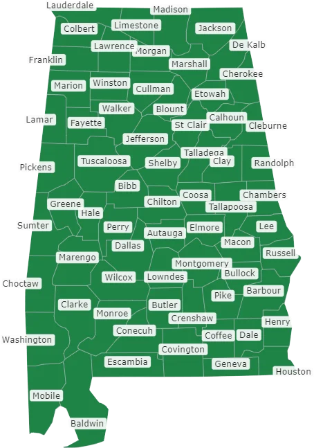 Printable Blank Map of Alabama Counties Pdf Worksheet 10 alabama counties