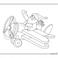 santa claus on a plane coloring page