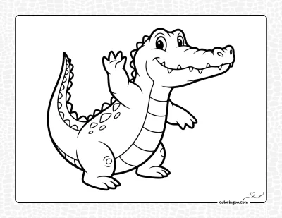 Smiling Alligator Coloring Page