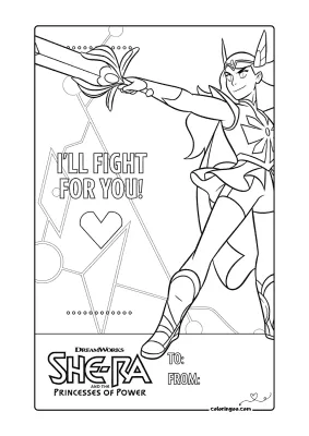 Adora Valentines Card Coloring Activity