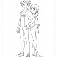 Adrien and Marinette Colouring Page