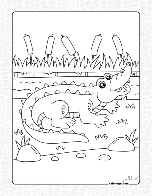 Alligator Colouring Page