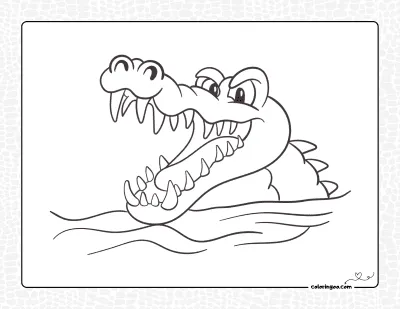 Alligator in Water Coloring Page