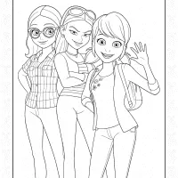 Alya Chloe and Marinette Coloring Page