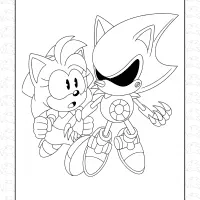 Amy Rose and Metal Sonic Coloring Page