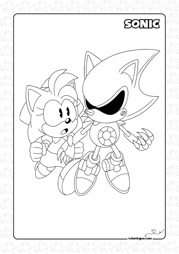 Amy Rose and Metal Sonic Coloring Page