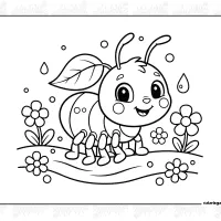 Ant Among Flowers Coloring Page