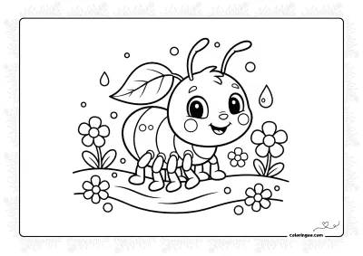 Ant Among Flowers Coloring Page