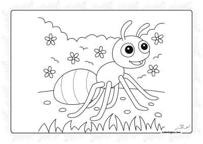 Ant on Grass Coloring Pages