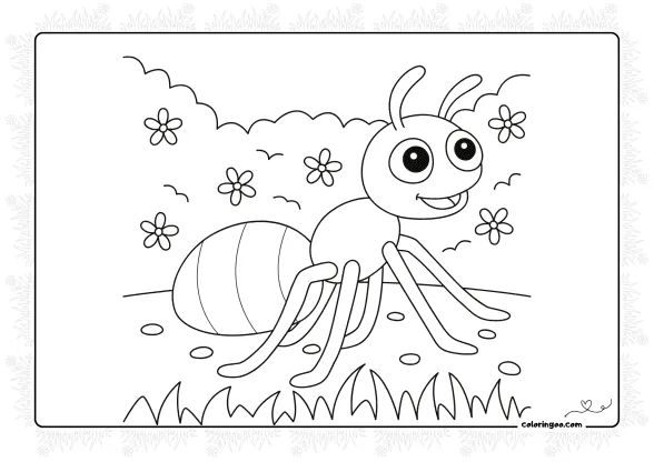 Ant on Grass Coloring Pages 1 Ant on Grass Coloring Pages