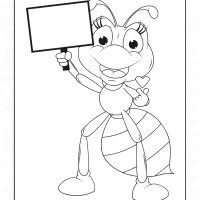 Ant with Blank Board Coloring Page
