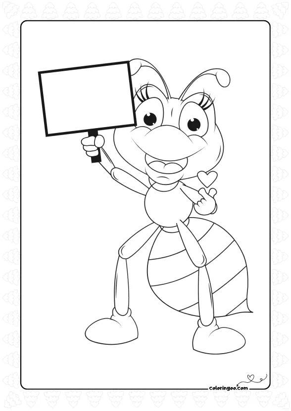 Ant with Blank Board Coloring Page