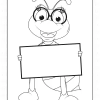 Ant with Board Coloring Page