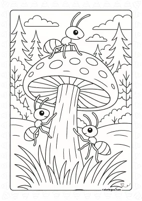 Ants Climbing the Mushroom