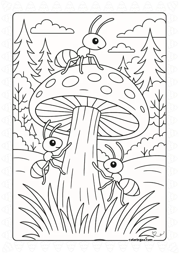 Ants Climbing the Mushroom