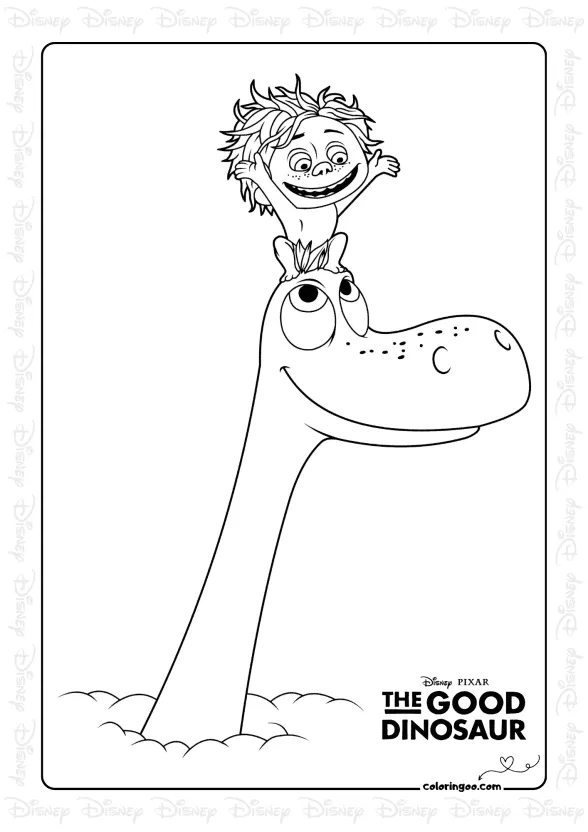 Free Printable Disney The Good Dinosaur Spot Arlo Coloring Book