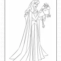 Aurora and Cute Owl Coloring Page 2 Aurora and Cute Owl Coloring Page