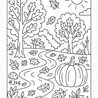 Autumn Forest Path Coloring Page 6 Autumn Forest Path Coloring Page