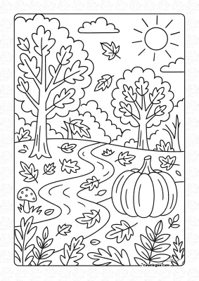 Autumn Forest Path Coloring Page