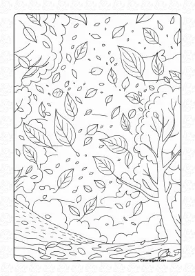 Autumn Road and Falling Leaves