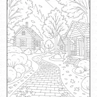 Autumn in the Village Coloring Page 5 Autumn in the Village Coloring Page