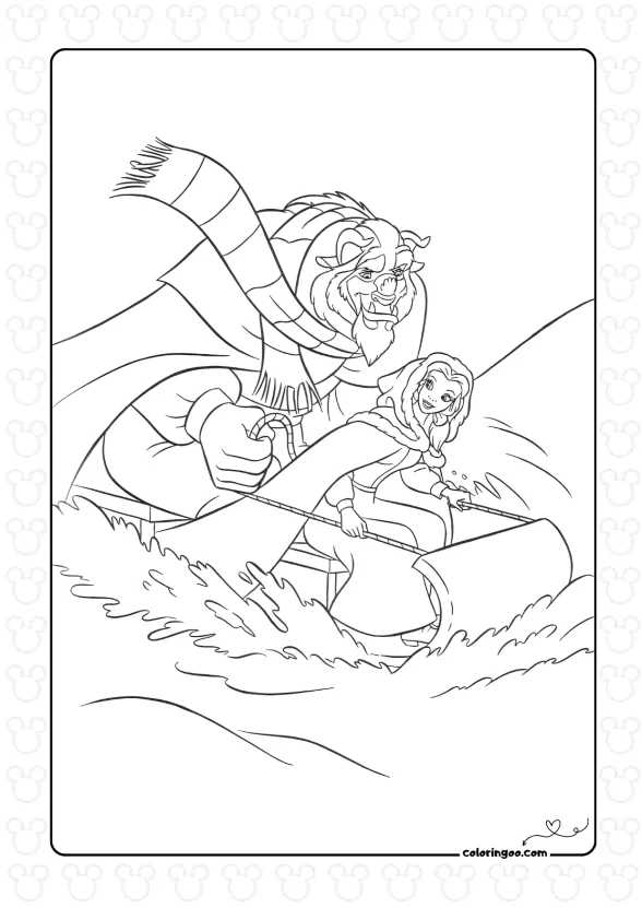 Beast and Bella Coloring Page 1 Beast and Bella Coloring Page