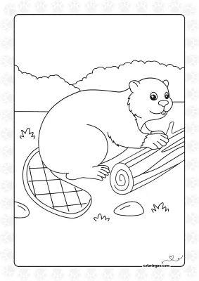 Beaver Working Colouring Sheet