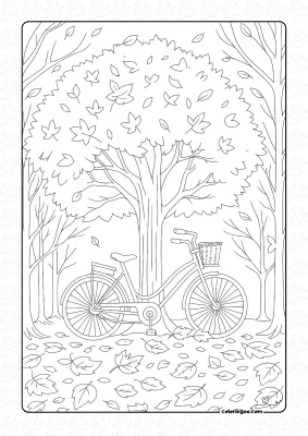 Bicycle and Tree in the Autumn Garden