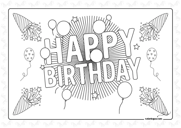 Birthday Celebration Coloring Page 1 Birthday Celebration Coloring Page