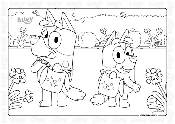 Bluey Easter Colouring Sheet