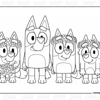 Bluey Flower Girls Colouring Sheet