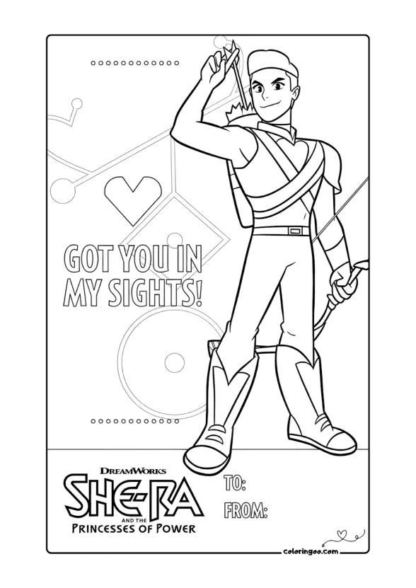 Bow Valentines Card Coloring Activity