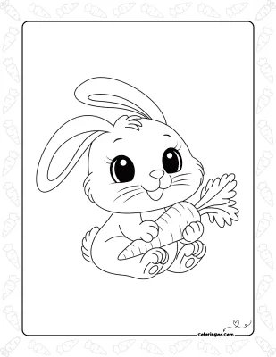 Bunny Carrot Coloring Page