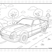 Car Coloring Page on the Road 5 Car Coloring Page on the Road