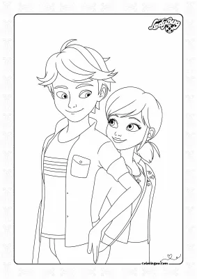 Cat Noir and Ladybug Coloring Pages