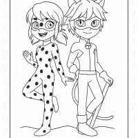 Cat Noir and Ladybug Colouring Page