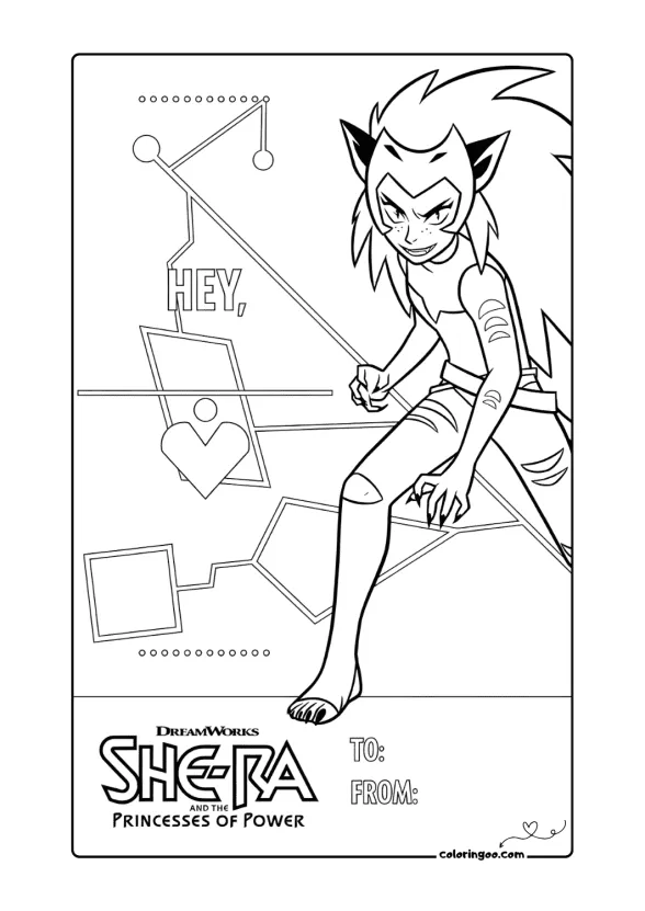 Catra Valentines Day Card Coloring Page 1 Catra Valentines Day Card Coloring Page